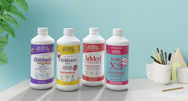 Kids copy Buried Treasure Children's Wellness liquid supplements collection